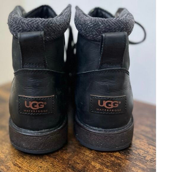 Ugg Men’s Merrick Black Leather Waterproof Lace Up Boots Size 9.5 Style 1009226